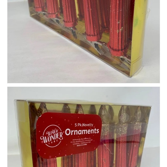 5 pc candles with clips Christmas clips holiday decorations new in box red/gold - Picture 10 of 11